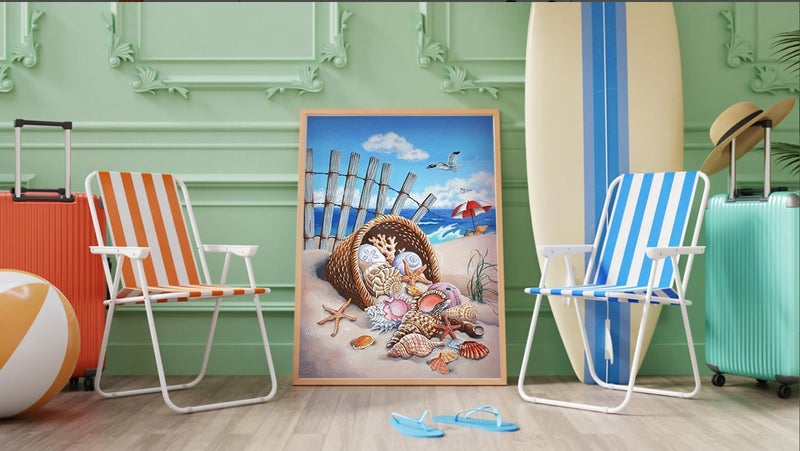 Apomelo Diamond Art Painting Kits Beach Diamond Art Kits for Adults Diamond Art Craft for Decor,Summer Beach Conchs,12Ã—16 inches - Image 3